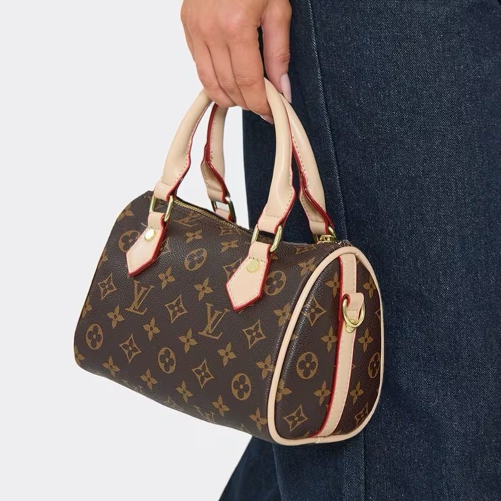 Mini grab bag in brown faux leather - Picture 2 of 2